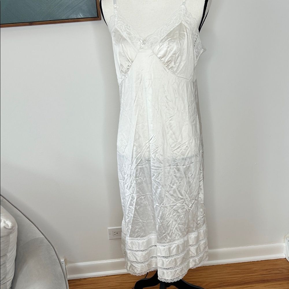 Adonna White Satin Chemise, Size 40